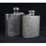 Two Art Deco hallmarked silver hip flasks Each having engine turned decoration,