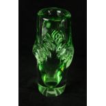 A contemporary Czech glass vase Designed by Ladislav Palecek, having moulded pinched decoration,