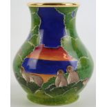 A modern Moorcroft enamel vase of baluster form Decorated with 'Monkeys' in landscape scene,