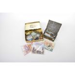 A collection of coins and bank notes To include United States of America silver dollar dated 1921,