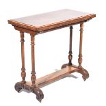 An exceptional William IV rosewood folding games table The rectangular moulded hinged top