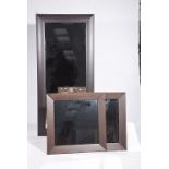 Three contemporary wall mirrors To include a full length rectangular mirror with a bevelled plate