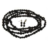 A French jet beaded necklace The faceted beads, of differing size, no clasp, length 58cm,