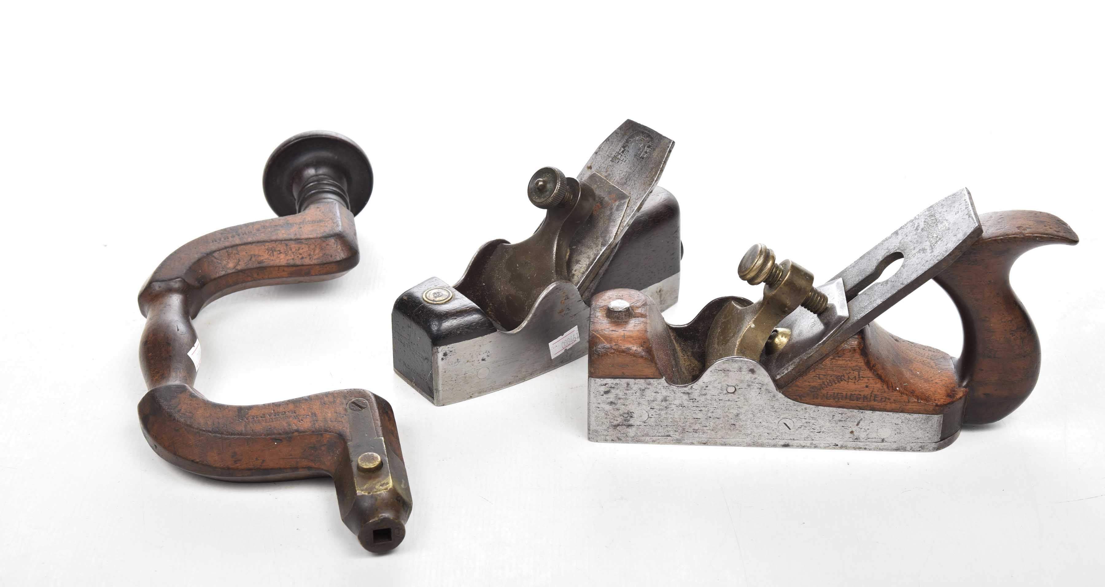 A collection of vintage woodworking tools To include a Spiers Ayr smoothing plane,