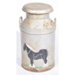 A large vintage painted milk churn The galvanized metal churn of typical form with twin handles and