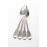 A set of four George III Silver basting spoons Each old English pattern, Thomas Wilkes Barker,