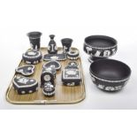 A collection of various Wedgwood black Jasper ware Comprising fifteen items including bowl, vases,