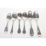 A collection of Georgian basting and table spoons To include an Edinburgh example, 1796,