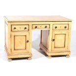A Victorian stained and scumbled partners desk The rectangular thumb moulded top with ebonised