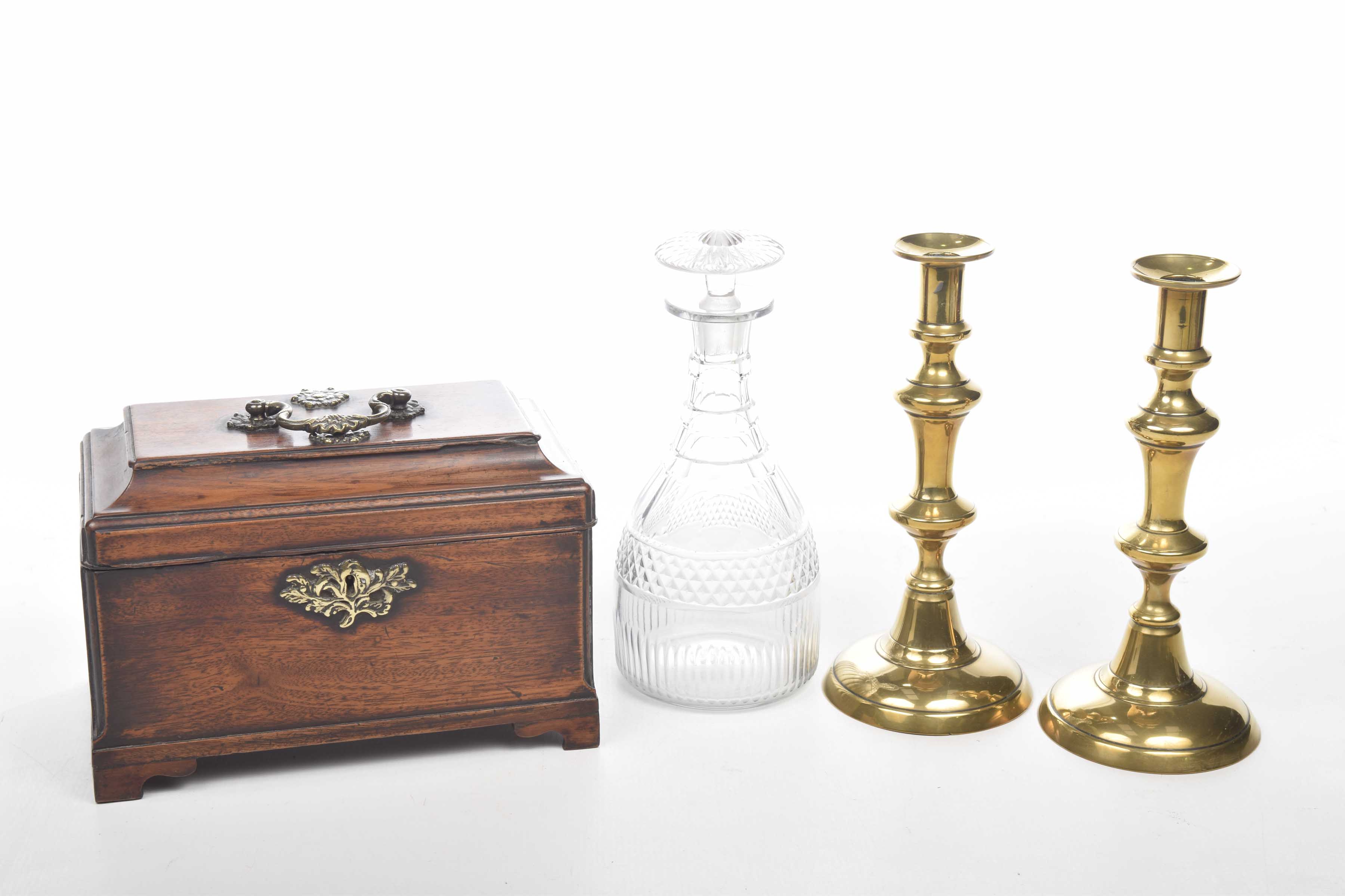 A group of mixed collectables To include a 19th Century oak tea caddy of sarcophagus form with