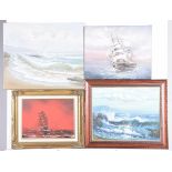 A collection of 20th Century maritime and seascape paintings To include two depicting masted
