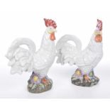 A pair of Ironstone china cockerel figures Each relief moulded with cockerel in standing position