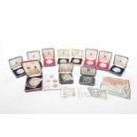 A collection of cased silver proof Queen Elizabeth II crowns To include three for Her Silver