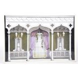 A vintage 1960 theatre set model Depicting a formal arcaded drawing room with Corinthian columns