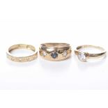 A 9k gold gem-set ring Together with, a 9k gold single stone ring,