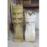 Two crown top chimney pots Each of typical faceted form with articulated tiers and scalloped and