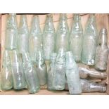 A large collection of glass Codd bottles and others From brands to include Berry,