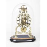 A Victorian brass skeleton clock With single fusee movement,