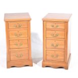 An attractive pair of late Victorian satin walnut bedside chests Each chest with a rectangular