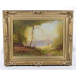Thomas Yarwood 'Great Budworth Mere' Oil on canvas, initialled T.J.