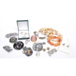 A mixed small collection of costume jewellery To include various cameo brooches,
