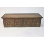 A 17th Century and later Italian oak Cassone With a rectangular moulded hinged top above four