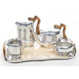 A vintage 1960's Picquot ware four piece tea and coffee service The chromed teapot, coffee pot,