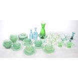 A collection of coloured collectable glass To include a set of six green glass ice cream dishes and