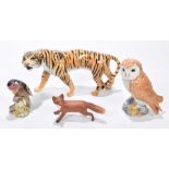 A small group of Beswick items To include Tiger, model no: 1486, 11cm high, Beswick Barn Owl,