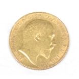 An Edward VII gold half sovereign London Mint dated 1909.