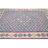 A blue ground Kilim rug The flat woven rug with polychrome abstract stylized border decoration with
