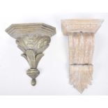 Two 18th style carved wood wall brackets The first gilt wood with carved acanthus leaves and
