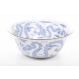 A Chinese style blue and white punch bowl, 20th Century The 'U' shaped bowl,