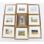 Collection of modern oil paintings by S Wood, late 20th Century Each 8x11cm oil paintings signed,
