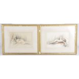 Attributed to Geo Fenile pair of watercolour studies Reclining nude female figures,