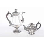 A James Dixon & Sons electroplated coffee pot Raised on a pedestal base,