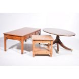 Three assorted modern occasional tables To include a pine two tier side table,