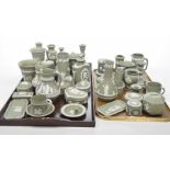 A large quantity of Wedgwood green Jasper ware To include approximately sixty items including jugs,