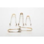 A collection of Victorian and later Silver sugar tongs To include an engraved set with claw nips,