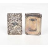 Two Victorian Silver and Edwardian card cases To include a plain example, 10cm x 7.