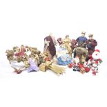 A quantity of various Christmas decorations Comprising a nativity scene, candle holders, baubles,