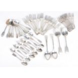 A collection of miscellaneous 19th Century silver flatware Various dates, makers, and patterns,