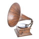 An early 20th Century oak Zonophone gramophone Of typical form,