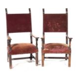 A pair of 17th Century style throne chairs,