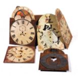 A collection of longcase clock dials 18th/19th Century ,six break arch and brass examples,