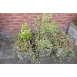 A set of three reconstructed stone trough planters Each of similar rectangular form,