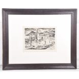 Charles Watson (British 1846-1927) 'Stormy Harbour' A drypoint monochrome etching,