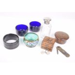 A mixed group of collectables To include a pair of Bristol blue glass liners,