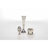 A group of Silver items To include an Edwardian Silver pepperette, London, 1919,