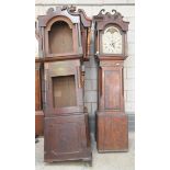 Five assorted 18th and 19th Century longcase clock cases To include oak and mahogany examples and a